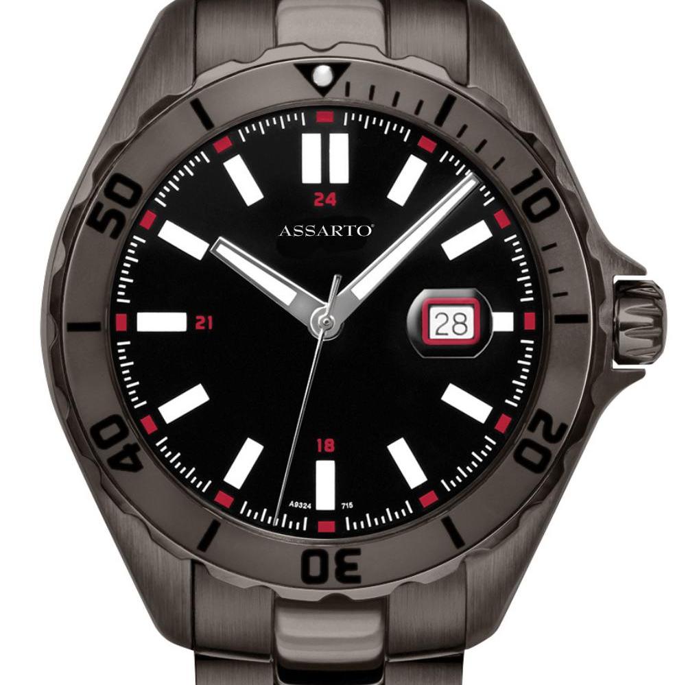 ASSARTO Seapearl Herrenuhr blaues Zifferblatt Edelstahlarmband grau