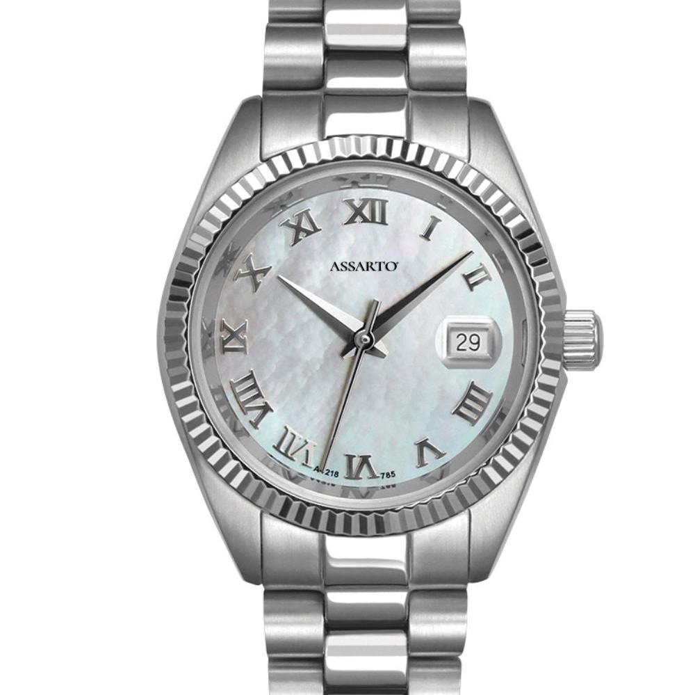 ASSARTO TIMELESS Damenuhr hellblaues Zifferblatt Edelstahlarmband silber